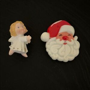 Santa and Angel pin set
